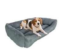 Grennswick Calming Dog Bed, Cat Bed Soft Anti-Anxiety Pet Bed with Non-Slip Bottom, Machine Washable for Labrador, German Shepherd, Golden Retriever, Teddy, and More (Grey, M)