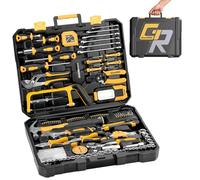 GRENPRO 218PCS Home Tool Set - Hammer, Wrenches, Screwdrivers, Hacksaw, Electrical Tester, Work Lamp - DIY, Furniture Assembly & Minor Repairs - Gift for Homeowners