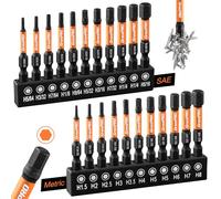 GRENPRO Allen Wrench Drill Bit Set 22pc Hex Bit Set, Impact Driver Bit Set, Screwdriver Bit Set, Allen Wrenches Sets, Allen Socket Set, 2" Long Metric&SAE 1/4" Hex Shank Magnetic Allen Key Drill Bits