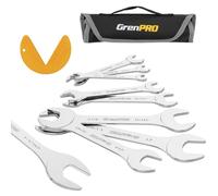 GRENPRO Super-Thin SAE Wrench Set, Open End Wrench Set, 9PCS 1/4, 9/32, 5/16, 3/8, 11/32, 13/32, 7/16, 1/2, 9/16, 11/16, 3/4, 13/16, 7/8, 15/16, 1, 1-1/16, Small Slim Spanner Rolling Pouch with Gauge