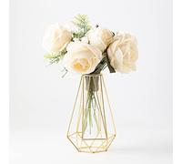 Grensuk Gold Vase for Home Decor,Flower vase for Decor,Geometric vases for centerpieces Gold, Gold Glass vase for Wedding Decorations,Gold vases for centerpieces,Gold Test Tube vase (8.5 inch Gold)