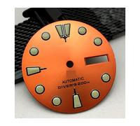 GREnTiNS Orange 28.5mm NH36 Watch Dial Green Luminous Dial Compatible For NH36 Movement Modified Literal Abalone Dial With S LOGO Watch Dial (Color : With LOGO)