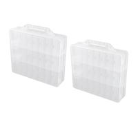 GREOHNMPAW 2X 48 Cells 2 Layer Nail Polish Organizer Portable Clear Nail Supplies Needlework Storage Box Adjustable Storage Case