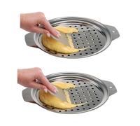 GREOHNMPAW 2X Stainless Steel Spaetzle Maker Lid with Scraper Traditional German Egg Noodle Maker Pan Pot Spaghetti Strainer