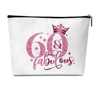 GREOXG 60th Birthday Gift, Pink Fabulous Makeup Bag for Women, Sisters, Moms, Friends - B14