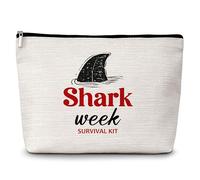 GREOXG Funny Shark Makeup Bag, Small Travel Cosmetic Bag with Zipper, Cute Makeup Pouch Gift Ideas for Women Teen Girls Friends Mom Sisters Teacher Birthday Christmas Wedding Graduation-E49, white