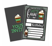 GREOXG Latte Fun Birthday Party Invitation, Coffee Theme Invite Cards（20 Count With Envelopes, Fill In Style Invite Cards For Any Age, Birthday Party Supplies-A29