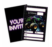 GREOXG Monster Truck Theme Birthday Invitations, 20 Count, 4 x 6 Inches, Coated Paper, Multicolor