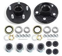 GREPSPUD 2Sets Trailer Idler Hub Kits 5 on 4.5 for 3500 lbs Trailer 1-1/16'' to 1-3/8'' Axle, with Extra Dust Caps & Rubber Plugs, 5x4.5 Trailer Replacement Hub 5-Hole Trailer Wheel Hub Kit 5 Lug Bolt