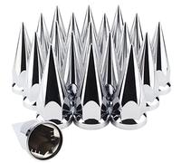 GREPSPUD 33mm x 4 3/4" Chromed Spike Lug Nuts Covers Push On, Truck Chrome ABS Plastic Pointed Spiked Push-on Lug Nut Cover for Semi Trucks, Pack of 20