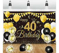 GRESATEK 40th Birthday Banner - Happy 40th Decorations for Men & Women's Birthday Party, Anniversary Photo Booth Sign, Poster Background