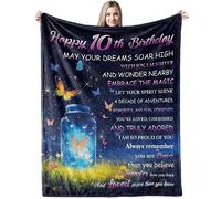GRESATEK Birthday Gifts for 10 Year Old Girl,10th Birthday Gifts Blanket for Her 10th Birthday Decorations Butterflies Blanket Gifts Ideas for Teen Girl Daughter Sister 50"x60"