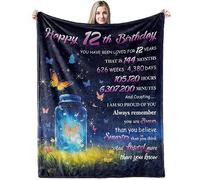 GRESATEK Birthday Gifts for 12 Year Old Girl,12th Birthday Gifts Blanket for Her 12th Birthday Decorations Butterflies Blanket Gifts Ideas for Teen Girl Daughter Sister 50"x60"
