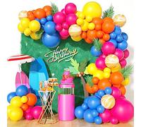 GRESATEK Tropical Themed Balloon Garland Arch Kit, Different Size Balloons Decorations for Birthday Baby Shower Hawaiian Tropical Summer Theme Party Decor Supplies, Rose Red Orange Yellow