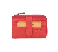 GRESEL Men and Women Genuine Soft Leather Card Holder for Men and Women Unisex Slim Zip Pocket for Coins and Banknotes with Box, red, Sottile, Minimalist