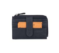 GRESEL Men and Women Genuine Soft Leather Card Holder for Men and Women Unisex Slim Zip Pocket for Coins and Banknotes with Box, marine, Sottile, Minimalist