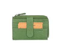 GRESEL Men and Women Genuine Soft Leather Card Holder for Men and Women Unisex Slim Zip Pocket for Coins and Banknotes with Box, light green, Sottile, Minimalist