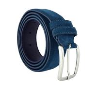 GRESEL Unisex Suede Leather Belt, Cut-to-Fit, 3.5 cm Wide, Made in Italy, Blue