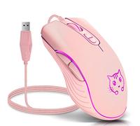 Greshare Gaming Mouse,7 Colors Backlit Optical Game Mice Ergonomic USB Wired with 2400 DPI and 6 Buttons 4 Shooting for Computer/Win/Mac/Linux/Andriod/iOS. (Pink)