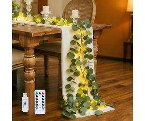 Gresoinc 180cm 100LED 2pcs Eucalyptus Garland,Faux Twig Vine Lights,Fairy Light Olive Vine USB Powered 8 Modes Warm White Fairy Light with Remote Timer Dimmable for Christmas Fireplace Mantle
