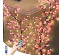 Gresoinc 180cm 96LED Cherry Blossom Tree Twig Lights for Wall, USB Powered 8 Modes Warm White Fairy Light with Remote Timer Dimmable Flexible Willow Vine Floral Bedroom Home Spring Décor