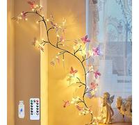 Gresoinc 230cm 144LED Butterfly Blossom Tree Twig Lights for Wall, USB Powered 8 Modes Warm White Fairy Light with Remote Timer Dimmable Flexible Willow Vine Floral Bedroom Home Spring Décor