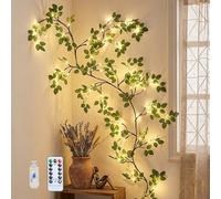 Gresoinc 230cm 144LED Leaves Tree Twig Lights for Wall, USB Powered 8 Modes Warm White Fairy Light with Remote Timer Dimmable Flexible Willow Vine Leaf Bedroom Home Spring Décor