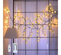 Gresoinc 230cm 144LED Tulips Blossom Tree Twig Lights for Wall, USB Powered 8 Modes Warm White Fairy Light with Remote Timer Dimmable Flexible Willow Vine Floral Bedroom Home Spring Décor