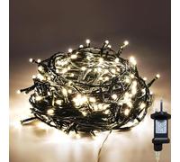 Gresonic 100/200/300/400LED Fairy Lights,8 Modes Timer String for Bedroom Plug in,Warm White Outdoor Garden Mains Powered Waterproof Christmas for Party(600LED,Green Cable)