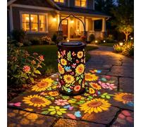 Gresonic 1pack Colourful Sunflower Solar Garden Lantern, Waterproof Hanging Metal Lantern with Colour Projection, Outdoor Decor Light for Patio Yard Porch Garden Decor & Gifts