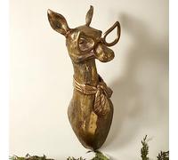 Gresonic 3D Animal Head Wall Mount - Sheep Head Ornament, Bronzed Resin Decor