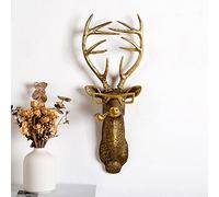 Gresonic 3D head Wall Mount Ornament, Animal Heads for Wall Art Hanging Sculptures, Small Metal Wall Resin Art Wall Decor Ornament Waterproof Bronzed Resin Decorations for Home (deer head)