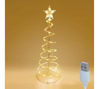 Gresonic 3Ft Spiral Christmas Tree Light with Star Topper, 54 Pre-Lit LED Warm White 8 Modes USB Powered Timer Waterproof for Indoor Outdoor Patio Garden Pathway Holiday Party Event Xmas Decor