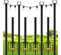 Gresonic 4 Pack String Light Poles,9.8 Ft Metal Poles with Fork for Outdoor String Lights,Outdoor Light Poles with Fork,Poles/Post/Stand for Outside,Patio,Deck,Backyard,Garden Wedding,Party (4 Pack)