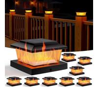 Gresonic 8 Pack Flame Solar Post Lights, Flame Solar Post Cap Lights,2 Modes,IP65 Waterproof for 4×4 Vinyl/Wooden Posts, Deck, Porch, Patio,Fence & Garden Lighting
