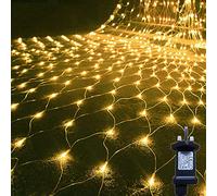 Gresonic Net Fairy Lights Warm White 320LED 2.5x1.8m /8.2x5.9ft 8 Mode Timer Mains Powered IP44 Waterproof Christmas Mesh String Lights Indoor & Outdoor Bushes Decorations (320LED, Warm White 8 Modes)