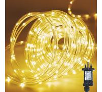 Gresonic Outdoor Rope Lights Mains Powered, 200LED 10m/32.81ft Warm White 8 Modes String Light Plug in Timer Waterproof Indoor Outdoor for Christmas Garden Patio Tree Ladder Pathway Decor (200LED)