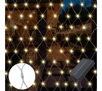Gresonic Solar Net Lights Outdoor, 96LED 1.5x1.5m Warm White Solar Powered 8 Modes Fairy Mesh String Light Warm White Waterproof Outdoor & Indoor for Bush, Garden, Fence, Balcony, Gazebo Decor (96LED)