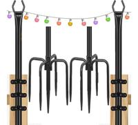 Gresonic String Light Pole for Deck - 2 Pack 9.8FT for Outside Hanging Steel String Poles for Outdoor Decoration Garden, Backyard, Patio Lighting Stand for Parties, Christmas, Wedding (Black, 2 Pack)
