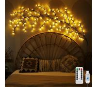 Gresonic Willow Vine Twig Lights, 144LED 2Pack 7.5FT Warm White Twinkling Tree Light 8 Modes USB Powered Bendable Branch with Remote for Wall Indoor Bedroom Living Room Christmas Home Decor (2pcs)