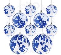 Gresorth 10 Pcs Blue Baubles Christmas Decorations Blue and White Baubles Decoration Hanging Bauble Chinoiserie Christmas Tree Bauble Ornament Winter Banister - Various Size