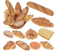 Gresorth 10 PCS Fake Bread Set Artificial Loaf Decoration Lifelike Croissant Donut Cake Slice Platter Ornament Realistic Toast Model Photography Props Kitchen Display