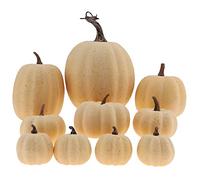 Gresorth 10pcs Artificial Champagne Pumpkins Halloween Decoration Fake Paintable Pumpkins Set for Porch Home Party Wedding Farmhouse Thanksgiving