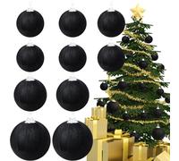 Gresorth 10pcs Hanging Decoration Fabric Wrapped Ball Bulk Velvet Ornament Delicate Handmade for DIY Birthday Party Window Display Black