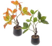 Gresorth 2 Pack Artificial Bonsai Plants with Decorative Pebbles Fake Realistic Greenery Potted Decor for Indoor Spaces Office Displays Garden Landscapes - 30cm