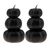 Gresorth 2 Pack Black Stacked Plastic Pumpkins Towel Artificial Fake Autumn Fall Halloween Decoration Paint Pumpkins for Porch Table Kitchen Wedding DIY Crafts