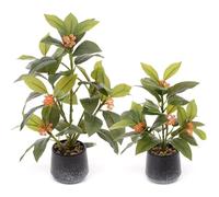 Gresorth 2 Pack Fake Plants Decoration Faux Potted Plant Ornament Artificial Lifelike Green Bonsai Display for Desk Decor Indoor Wedding Windowsill