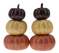 Gresorth 2pcs Stacked Pumpkins Halloween Decoration Artificial Fake Pumpkins Table Model for Autumn Fall Home Kitchen Party Christmas Wedding Display - B