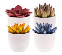 Gresorth 4 Pack Artificial Succulents Plant Decoration in Pots Fake Aloe Purple Ornament Faux Yellow Mini Potted Display for Kitchen Party