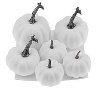 Gresorth 6pcs Fake White Pumpkins Fall Autumn Halloween Christmas Decoration Artificial Paintable DIY Pumpkin for Thanksgiving Wedding Outdoor Display